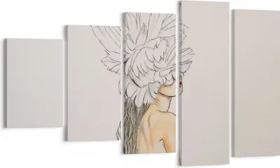 Produktbild von Bild auf Leinwand - Leinwandbild - 5 Teile - Mode Frau Zeichnung - 100x60cm - Wand Bild - Wanddeko - Wandbilder - Leinwanddruck - Bilder - Wanddekoration - Leinwand bilder - Wandbild - EG100x60-4873