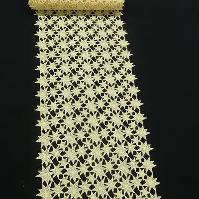 Produktbild von Borte Spitzenborte Tischläufer Sterne goldfarbig Meterware Breite 40cm