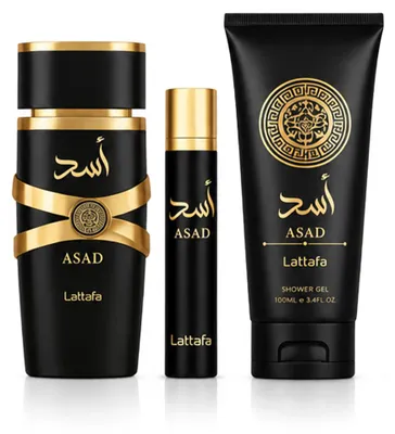 Zdjęcie produktu dla Lattafa Asad Eau de Parfum 100 ml + Miniatura Eau de Parfum 12 ml + Spray do ciała 100 ml (M)