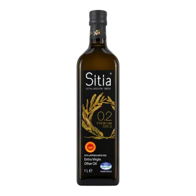 Sitia 0,2 % Olivenöl Flasche auf weißem Grund