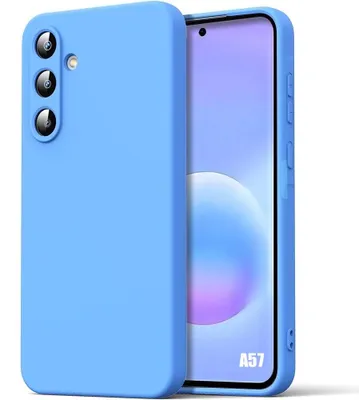 Image de Coque pour Samsung Galaxy A57 5G, Protection Silicone Liquide Ultra Slim Souple Mat Bleu