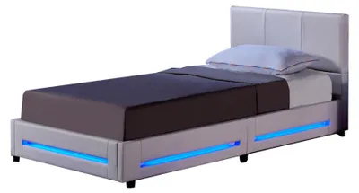 Produktbild von HOME DELUXE - LED Bett Asteroid - Weiß, 90 x 200 cm - Inkl. Matratze und Lattenrost I Polsterbett Design Bett inkl. Beleuchtung