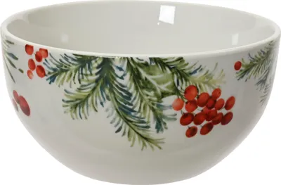 Produktbild von Müslischale 14x7cm Porzellan mit Mistelzweig Motiv Weiß / Grün / Rot