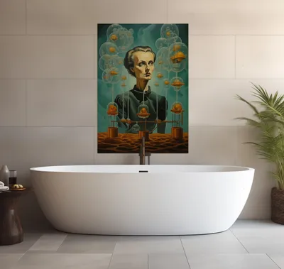 Produktbild von Wallario wasserfestes Poster selbstklebend 70 x 100 cm, Gedankenexperiment, Badezimmerposter Spritzschutz mit Hochglanzoberfläche in Glasoptik
