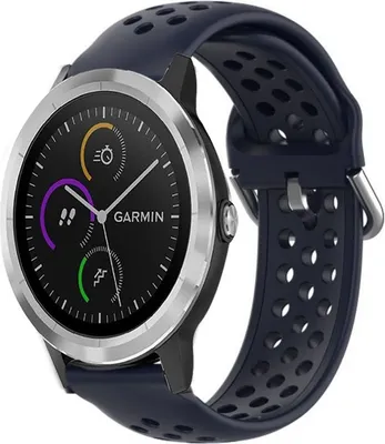 Produktbild von Strap-it Garmin Vivoactive 3 Silikonarmband mit Löchern (Dunkelblau)