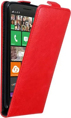Produktbild von Cadorabo Hülle für Nokia Lumia 929 / 930 Schutz Hülle in Rot Flip Etui Handyhülle Case Cover