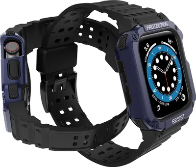 Image de Bracelet De Protection Avec Etui Pour Apple Watch 7 / 6 / 5 / 4 / 3 / 2 / Se (41 / 40 / 38Mm) Étui Housse De Montre Blindée Noir