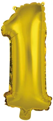 Image de amscan® 9909679 Ballon en plastique Mini chiffre 1 - 35 cm, or