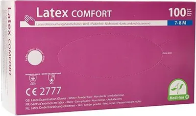 Produktbild von "Medi-Inn® PS" Handschuhe, Latex puderfrei "Comfort" weiss - natur Größe M