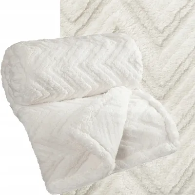 Produktbild von Eurofirany Decke Überwurf 70x160 cm Fischgrät Cremefarben Weich