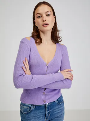 Produktbild von Orsay Lila Damen Strickjacke mit Schlitzen DP-3554614__L