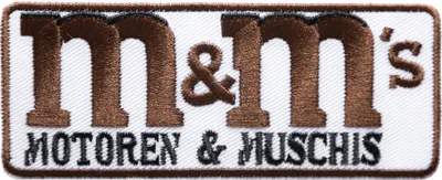 Produktbild von Biker Zitat Spruch M&M´S Motoren & Muschis - Aufnäher, Bügelbild, Aufbügler, Applikationen, Patches, Sticker, Größe: 10 x 4 cm