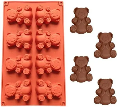 Produktbild von Famanu Silikonbackform Bärenform 8 Fächer - Antihaftbeschichtet