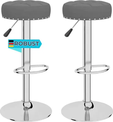 Produktbild von Barhocker KENTR höhenverstellbar 2er Set Dunkelgrau Stoff | Barstühle drehbar Küchenhocker Thekenhocker für Küche Hausbar