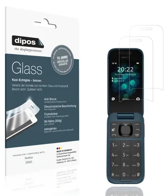 Produktbild von 2x Schutzfolie für Nokia 2660 - Anti-Shock 9H Folie dipos Glass Kunststoffglas