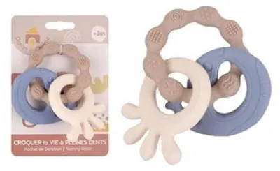 Produktbild von MGM Rassel Blauer Silikon-Beißring