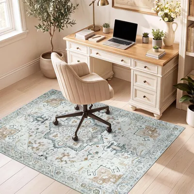 Productafbeelding van Bureaustoelmat - Vintage oranje - 90 x 120 cm - Antislip rubber - Wasbaar