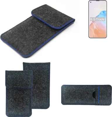 Produktbild von K-S-Trade Handy-Hülle Schutz-Hülle kompatibel mit Cubot X30 Filztasche Pouch Tasche Case Sleeve Filzhülle dunkelgrau, blauer Rand