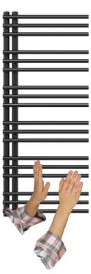 Zdjęcie produktu dla Granitan – grzejnik łazienkowy – suszarka do ręczników – 120 x 50 cm – czarny – podgrzewacz do ręczników – MILO