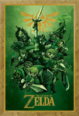 Image de Legend of Zelda, The - Poster - Link + cadre interchangeable, Shinsuke® Maxi MDF chêne, vitre acrylique