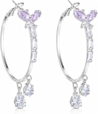 Produktbild von Ohrhänger silberfarben, Kristall-Schmetterling mit Zirkonia, Tropfenanhänger, Damen Schmuck