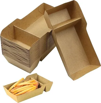 Produktbild von KURTT - Snackschale a22 - 50 Stück - Pommesschale  - Einweggeschirr - Pappteller - Einwegschale - umweltfreundlich - auslaufsicher!
