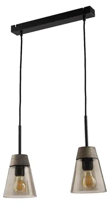 Obrázek produktu pro Závěsné svítidlo DOMINO, černé kouřové, 2xE27x40W, kov, rozměry: 60x45x15 cm, IP20, Jupiter