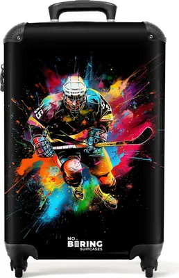 Produktbild von NoBoringSuitcases.com Hartschalen Handgepäck Koffer 55x35x20 cm, 36L, Graffiti Sport: Eishockey, Reisekoffer mit 4 Rollen
