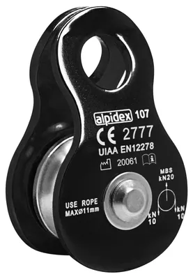 Productafbeelding van ALPIDEX Rold voor touwen, omlopwiel, 20 kN - Mobiele katrol - geschikt voor touwen tot 11 mm diameter - EN12278, kleur: zwart