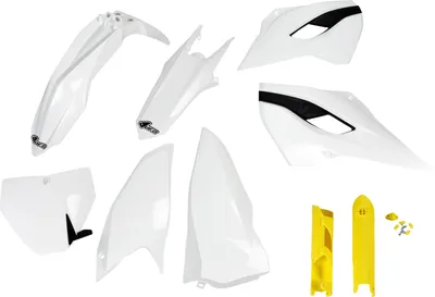 Produktbild von Verkleidungskit UFO PLAST 9-teilig Verkleidungssatz Kunststoff mit Gabelschutz für Husqvarna FC TC TE 125 - 450 ccm Bj. 2014, Farbe:weiß / gelb / schwarz