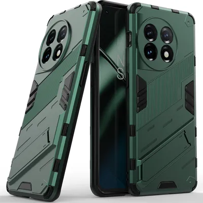 Produktbild von Armor Hülle für OnePlus 11 5G, Hybrid PC TPU Bumper Stoßfestes Schutzhülle mit Standfunktion Grün