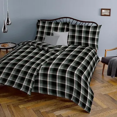 Produktbild von Fleuresse Lech Edelflanell Bettwäsche 200x200 Karo schwarz weiß grau  604308-01