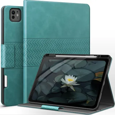 Obrázok produktu pre AUAUA kryt pre iPad Pro 13" M4 (2024) - ochranný kryt zPolyuretánkože s držiakom na pero, zelený