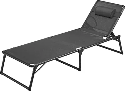 Produktbild von Livarno Home Dreibeinliege Gartenliege mit Kopfpolster Atlanta Stahl/Textil grau