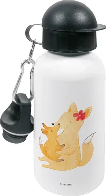 Produktbild von Mr. & Mrs. Panda Trinkflasche Fuchs Mama - Weiß - Geschenk, Mutter, Umarmen, Sportflasche, Kinder, Kindergarten, Schoß, Kita, Muttertag