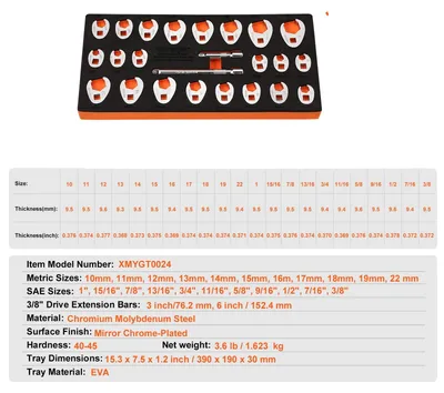 Produktbild von Krähenfußschlüsselset, langlebiges Material, vielseitige Größen, XMYGT0024PCs-B 1623