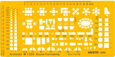 Produktbild von Aristo Möblierungsschablone Architekt 1:200, 175 x 85 mm, Tuschenoppen