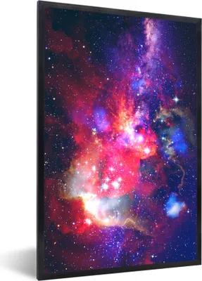 Produktbild von MuchoWow® Gerahmtes Poster Sterne - Weltraum - Rot 60x90 cm - Poster mit Schwarzem Bilderrahmen Wandposter Rahmen Foto Bilder - Kunst
