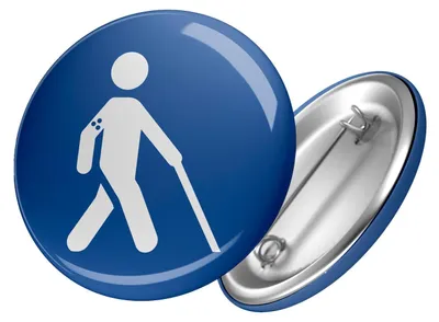 Immagine prodotto di Pulsante Huuraa segno per i non vedenti regalo pin dimensioni 59mm segno per i non vedenti regalo
