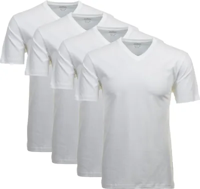 Produktbild von RAGMAN Herren T-Shirt 4er Pack - 1/2 Arm, Unterhemd, V-Neck Weiß M