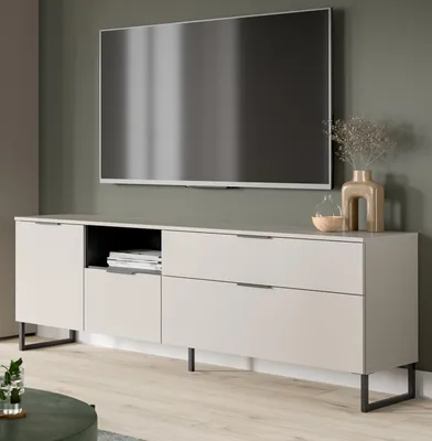 Produktbild von TV-Lowboard "Morena" in kaschmir und schwarz TV Unterteil 185 cm, Soft-Close
