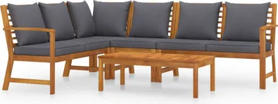 Image de vidaXL Ensemble de salon de jardin 5 pièces avec coussins en bois massif d'acacia