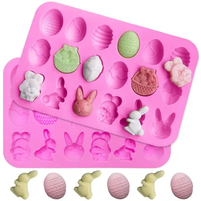 Produktbild von 2 Stück Silikonformen Ostern Osterei Osterhase für Kekse Schokolade Kuchen Seife