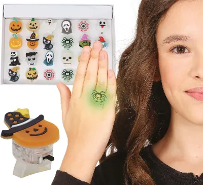 Produktbild von Halloween Spuk Ringe Kürbis Geister Spinnen Grusel Zubehör 3cm Party Spaß, Farbe: Mehrfarbig