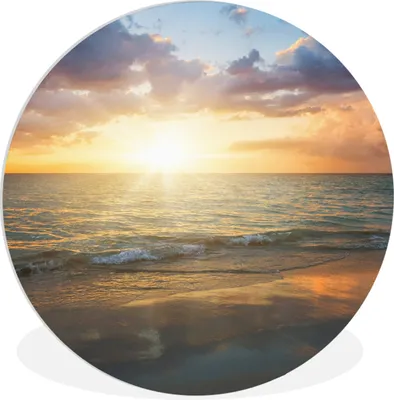 Produktbild von MuchoWow® Rundes Wandbild - Runde Bilder Sonnenuntergang - Wolken - Strand Ø 30 cm Kreis Wanddekoration Kunststoff - Wandkreis - Wandschmuck - Schlafzimmer - Bilder - Der Kreis - Kunst für die Wohnung - Plastik - Kunstdruck - Wandbild