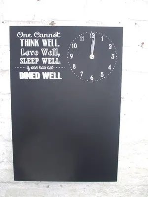 Produktbild von Memotafel Kreidetafel mit Uhr  Memoboard Aufdruck 50 x 34 cm
