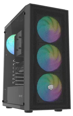 Immagine prodotto di Fury Shobo SH8F, case per PC mid-tower, colore nero, 4 ventole ARGB da 120 mm, pannello laterale in vetro temperato