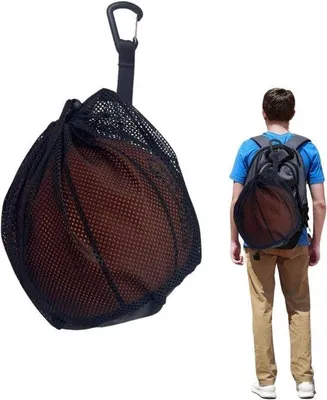 Image de Sac à dos avec mousqueton et sangles, idéal pour le basketball, le football et le volleyball. Convient aux enfants et aux adultes. Sac de rangement pour 1 ballon