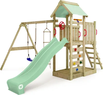Immagine prodotto di Torre giochi Wickey MultiFlyer con altalena e scivolo, colore verde chiaro