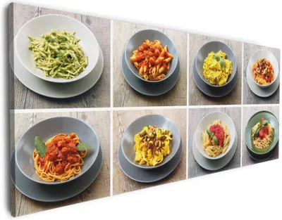Produktbild von Wallario Premium Leinwandbild Italienische Pasta in Größe 60 x 150 cm
